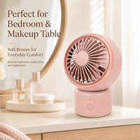 Ventilateur de bureau USB portable en gros, rechargeable 2000 mAh, 3 vitesses, 90° °   Ventilateur oscillant sans fil de type C