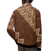 Manteau Trench Décontracté pour Homme à Imprimé Tribal Polynésien Personnalisé, Veste Zippée Hiver Kaki pour Homme