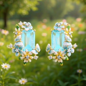 Pendientes colgantes de flores chapados en oro con piedra de circón para mujer, joyería de moda de estilo romántico para fiesta - Product Image 2