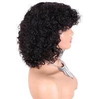 Short brésilien pour Pixie Cut 100% cheveux humains naturel noir bouclés Bob perruques HD dentelle pour les femmes frange sans colle vente en gros