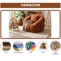 Teddy Bouclé Sessel Karamellbraun Einzelsofa Lesesessel Retro-Stil Schlafzimmer Café Lounge Möbel E-Commerce