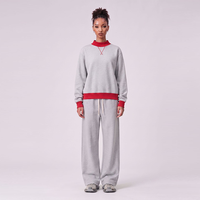 Ensemble de survêtement pour femme SS26D094, molleton 350 GSM, sweat-shirt et pantalon de survêtement oversize bicolore, broderie personnalisée