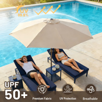 Parasol de jardin, parasol de terrasse, parasol de marché, grand parasol d'extérieur avec système d'inclinaison à bouton-poussoir et manivelle