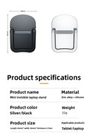 Support pour ordinateur portable en alliage d'aluminium ultra-mince pliable ergonomique auto-adhésif support de refroidissement pour ordinateur portable pour le bureau et les voyages