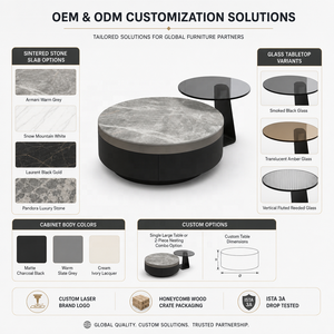 Juego de Mesa de Centro Ovalada de Piedra Escandinava de Lujo para Sala de Estar Moderna y Minimalista para Casas Pequeñas - Product Image 5