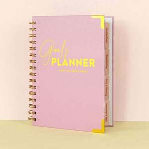Custom Private Label Pink Hardcover Daily Weekly Spiral Undated Goals <b>A5</b> <b>Planner</b> Journal Agenda Notebook - Product Image 1