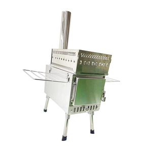 Stainless Steel Portable Wood <b>Stove</b> With Chimney Pipe For Camping Outdoor Barbecue Heating - Product Image 4