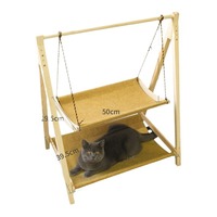 Hamac nid de chat double couche en bois massif lit de chat lavable amovible balançoire en bois pour la maison jouet transfrontalier pour animaux de compagnie en bambou