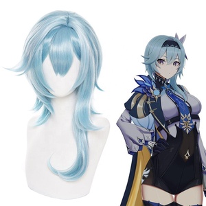 Vente en gros 50cm de long bouclé bleu mixte <span class=keywords><strong>Genshin</strong></span> <span class=keywords><strong>Impact</strong></span> perruque Cosplay <span class=keywords><strong>Eula</strong></span> Lawrence perruque de cheveux synthétique résistant à la chaleur Peluca - Product Image 1