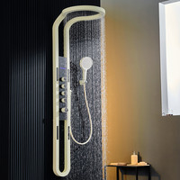 Ensemble de pommeau de douche numérique multifonction en usine Robinets thermostatiques Affichage blanc Clé de piano Système de massage par arrosage chaud/froid