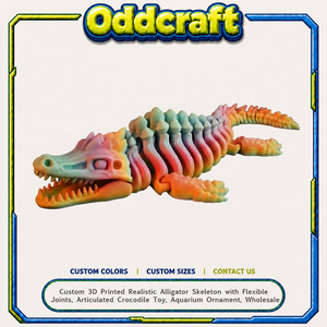 Squelette d'alligator réaliste imprimé en 3D sur mesure, articulations flexibles, jouet de crocodile articulé, échelle 1/12, ornement d'aquarium - Product Image 1