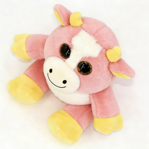 Vache en peluche rouge et blanche personnalisée, jouet en peluche doux avec cornes et sabots jaunes, 31cm-50cm, unisexe pour enfants - Product Image 4