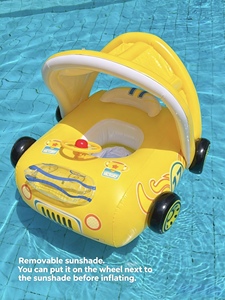 Nouvelle bouée de natation d'été pour enfants avec auvent, flotteur gonflable en PVC en forme de voiture à 4 roues pour bébés et tout-petits - Product Image 3