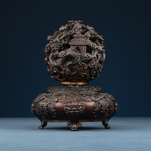 Quemador de incienso de bronce de nueve espirales del cielo y la tierra, redondo, tamaño mediano, para decoración de mesa en el hogar u oficina, regalo. - Product Image 3