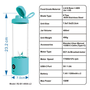 Smoothie Machine Electric Household Juicer Wireless Rechargeable Mini Hand Portable Fruit Blender Outdoor Mini Smoothie Blender - Product Image 6