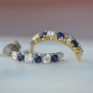 Pendientes de Aro Clásicos con Diamantes Azules, Chapados en Oro, CVD HPHT, Creados en Laboratorio, Brillantes, con Cierre a Presión, para Bodas y Fiestas, 9k - Product Image 4