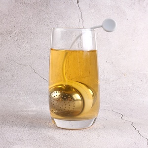 Boule de thé en acier inoxydable et silicone outil de fabrication de thé rond écologique réutilisable sachet de thé à bulles filtre ustensiles en plastique argenté - Product Image 6