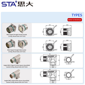 Cổng kết nối tín hiệu nguồn dạng ren, loại cái & đực, series M23, chuẩn IP67, số chân: 6, 8, 9, 12, 17, 19, bán buôn - Product Image 6