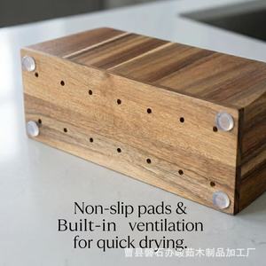 Wooden Tableware <b>Storage</b> <b>Box</b> Rectangle Compartmentalized Desktop Organizer For <b>Kitchen</b> Utensils And Miscellaneous Items - Product Image 5