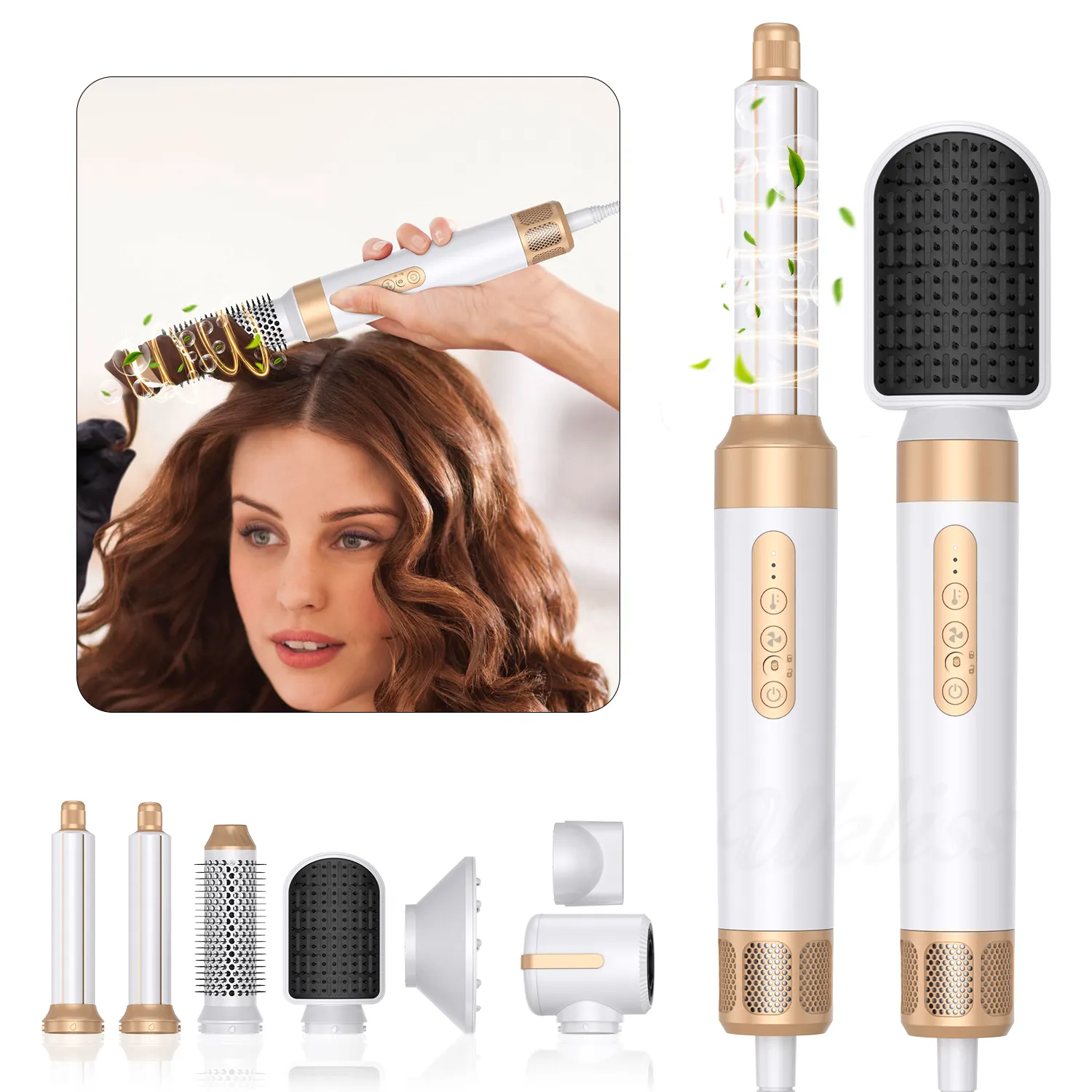 7 in 1 Auto Wrap Wholesale Hair Dryer Professional Hot Cold 1200W Hair Brush Dryer Comb One Step Airbrush Hair Dryer