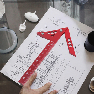 Regla <span class=keywords><strong>Triangular</strong></span> de ángulo recto de aleación de aluminio personalizable DIY Centro de carpintería marcado herramienta de medida de tracción soporte ODM - Product Image 3
