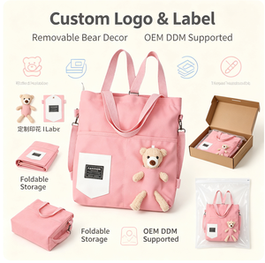 Bolsa de Lona con Diseño de Oso Adorable, Gran Capacidad, de un Solo Hombro, Cruzada, Portátil, para Estudiantes, Uso Diario, Compras al Aire Libre - Product Image 6