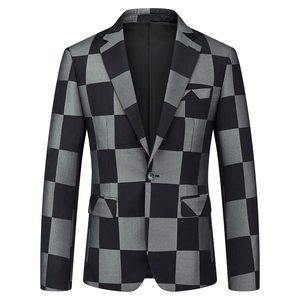 Abito scozzese da uomo Slim Fit 3 pezzi abito da smoking Vintage a quadri Casual per uomo per pantaloni e gilet <span class=keywords><strong>Blazer</strong></span> per feste di matrimonio - Product Image 1