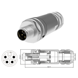 M12 Thông tư nối shiled lĩnh vực cài đặt 5-Pin K Mã nối hàn Vít nam nữ cắm IP67 kết nối không thấm nước - Product Image 2