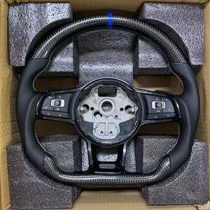 พวงมาลัยคาร์บอนไฟเบอร์สำหรับรถยนต์ Volkswagen <span class=keywords><strong>VW</strong></span> Golf 6 7 MK7 GTI GTD GTE Polo Tiguan Touareg Passat CC แบบกำหนดเอง - Product Image 1