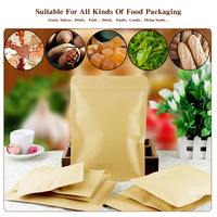Sacs en papier kraft brun recyclé avec fermeture éclair en feuille d'ammonium et trois soudures latérales pour l'emballage de graines, de grains de café, de thé et d'aliments secs - Vente en gros