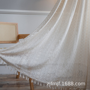 Cortina Pequeña Estilo Bohemio Retro Americano Bubaba, Diseño Transparente con Borlas y Huecos <span class=keywords><strong>para</strong></span> <span class=keywords><strong>Dormitorio</strong></span>, Sala <span class=keywords><strong>de</strong></span> Estar y <span class=keywords><strong>Ventanas</strong></span> - Product Image 2