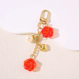 Romantic Rose Flower Keychains Delicate Fishtail Keychain Pearl Pendants Cute <b>Heart</b> Resin Charms Key Ring <b>Bag</b> Charms Accessories - Product Image 6