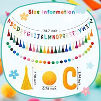 Guirlande de balles en feutre macramé colorée moderne, bannière à pompons arc-en-ciel, ensemble de guirlandes de lettres alphabétiques, décoration pour salon, chambre d'enfant, anniversaire