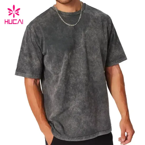Custom Hand-washed Fabric Cloth Men's Casual Sport Gym Active Wear Loose Retro T-shirts For Men