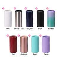 Vente chaude Vin Bière Tasse Mince Droite 350ml Bière Peut Refroidisseur 12oz Gobelets Violet Bouteille D'eau En Acier Inoxydable Logo Tasse Personnalisée