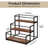 Support de rangement de comptoir moderne à 3 niveaux en métal, écologique, multifonctionnel et durable, non pliable, pour bouteilles de sirop de café