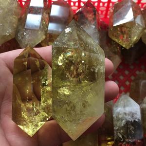 Großhandel Heil kristall Turm doppelt termini erten Punkt Quarz Citrin Punkte Zauberstab für die Dekoration - Product Image 4