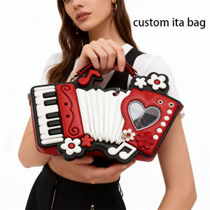 Vintage Accordion Ita <b>Bag</b> Heart Display Window <b>Crossbody</b> for Music Lovers Kawaii Fashion Fans - Product Image 3