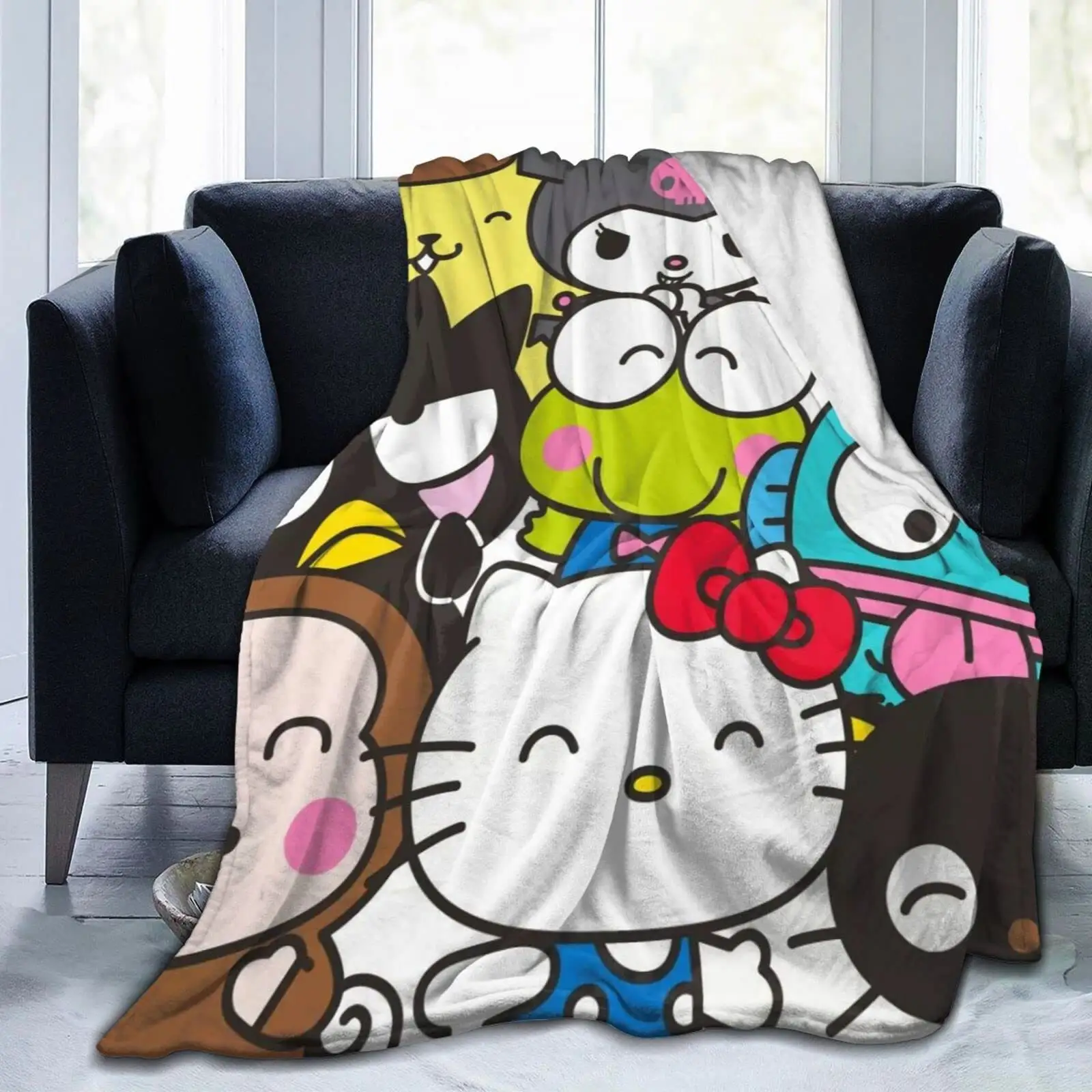 Thời trang Hello KT mèo chăn phim hoạt hình bé cinna chăn ném giá rẻ kuromi chăn Lụa cảm ứng ấm cúng mờ Fluffy sang trọng ném