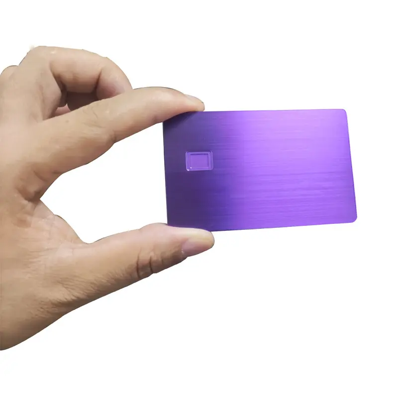 Free sample metal blank visa credit card green purple brushed emv chip metal card in stock