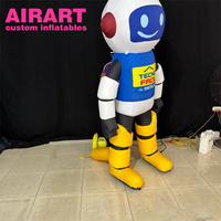 Petit robot gonflable décoré de dessins animés, mascotte de robot gonflable pour la publicité