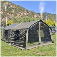 16 ㎡   Ensemble de tente de camping gonflable quatre saisons avec support à colonnes d'air 8 ㎡   Tente de camping en coton TC étanche et coupe-vent à surface étendue