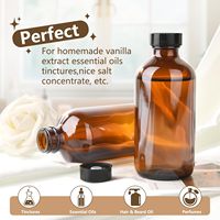 Flacon en verre de qualité pharmaceutique de forme ronde de 30 ml, 120 ml, 250 ml, 500 ml, 1000 ml, couleur ambre, flacon Boston avec couvercle noir hermétique