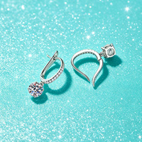 Boucles d'oreilles pendantes en argent sterling S925 certifiées GRA, moissanite couleur D VVS1 2 carats, rondes à 4 griffes pour femme