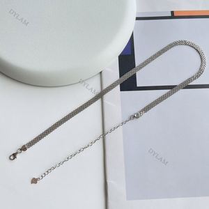 Dylam Hot Selling Minimalist Hip-Hop Women <b>Statement</b> Rhodium Plated Jewelry 925 Sterling Silver Flat Snake Choker <b>Necklace</b> Chain - Product Image 5