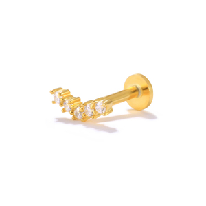 ROXI Boucles d'oreilles en argent S925 à rangée unique de diamants, piercing labret fileté 16G pour cartilage, idéal pour les fêtes ou comme cadeau - Product Image 2