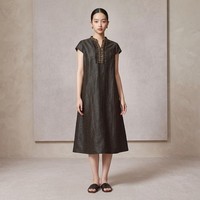 Robe décontractée en soie Gambiered 100% soie de mûrier, respirante, à manches courtes et coupe ample, artisanale, du patrimoine culturel immatériel chinois