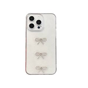 Funda de Teléfono Transparente de Lujo con Brillantina y Lazos de Diamantes de Imitación 3D para iPhone 17/16/15/14/13 Pro Max, Personalizable al por Mayor - Product Image 5
