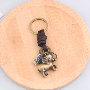 Vintage Antique Zinc Alloy Mixed Animal Vehicle Charms Anti-tarnish Handmade Braided Cowhide Leather <strong>Keychain</strong> Car Motorcycle - Product Image 3