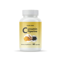 Poudre de curcumine personnalisée avec étiquette privée OEM, curcumine avec capsules de piperine